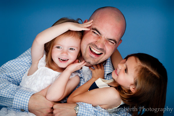Dad and daughters studio family photogapher Cardiff